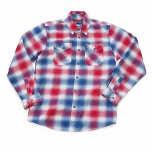 Dixxon Barbicide Long Sleeve Flannel Button Down Shirt Red  Blue  White Men's M